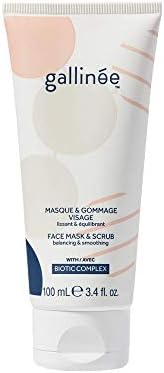 Gallinée Face Mask & Scrub – Natural Prebiotic Exfoliating Twin Action Facial Mask & Scrub With Lactic Acid, 100ml / 2.3 Fl oz.