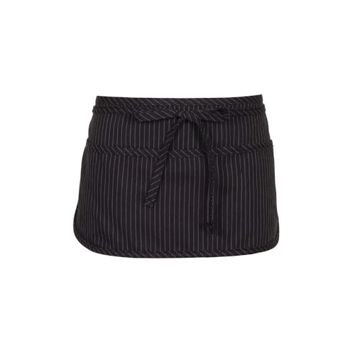 FAME F9RB Rounded Bottom 3 Pocket Waist Apron - Black & Gray Pinstripe - 11″L x 23″W(WFA83332BP)
