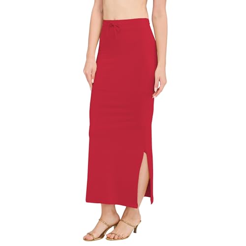 Image of DESI GIRL Cotton Lycra Stretchable Saree Shapewear Petticoat with Drawstring for Women | Fishcut Saree Petticoat with Side Slit for Easy Movement | Saree Shaper | Long inskirt