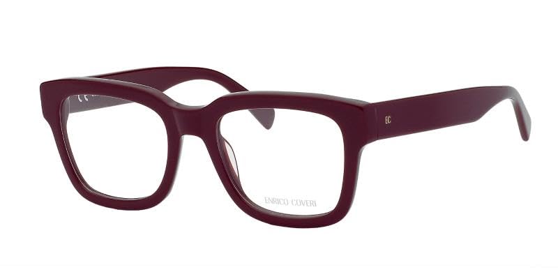Enrico Coveri Okulary korekcyjne ECV108 okulary damskie, prostokątna oprawka, czerwony