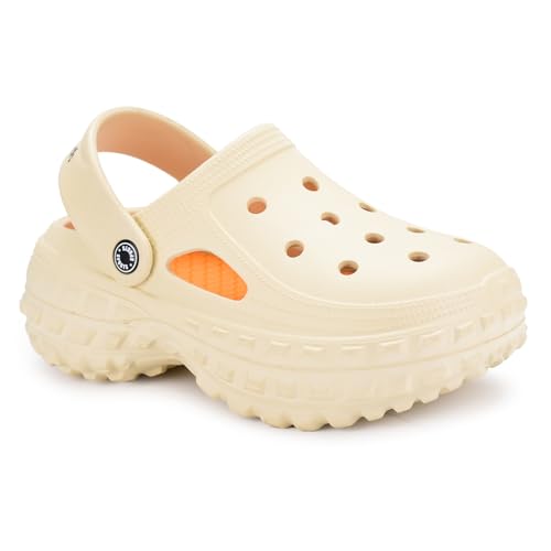 Greentech Casual Groovz Clogs for Women I Cushioned Footbed I Extra Soft Padded Foam I Slip on Sandals I Perfect for Rainy Season I Fashion I Waterproof I Comfortable Beige Deal