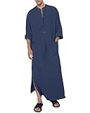 YAOHUOLE Moroccan Kaftan for Men Islamic Clothing Jubba Thobe for Men Navy XL
