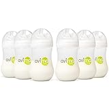 Avima Baby 9 oz Anti Colic Baby Bottles for Breastfed Babies - Medium Flow Nipples, Wide Neck Bottles, BPA Free - 3-6 Months, Stage 2 (Set of 6)