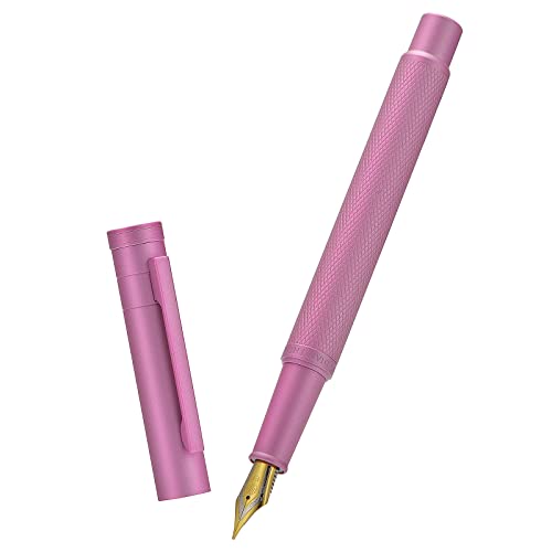 Image of Hongdian 1851 Pink Forest Fountain Pen Medium Nib, Classic Design with Converter and Metal Pen Case