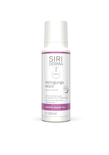 SIRIDERMA Reinigungsmilch | Basische Reinigung für trockene & sensible Haut im Gesicht | Auch bei Psoriasis, Neurodermitis (leicht duftend, 150 ml)