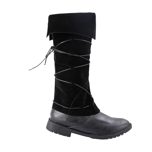 Renaissance Pirate Costume Men Women Boots Cover Medieval Steampunk Boot Covers Pirate Accessories Shoe Covers for Halloween Costumes Viking Warrior Knight Cosplay Boots Armor Leg Gaiters (Black)