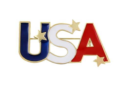 Image of Alilang American Flag USA Sparkly Crystal Rhinestone 4th of July Patriotic Pin Brooch