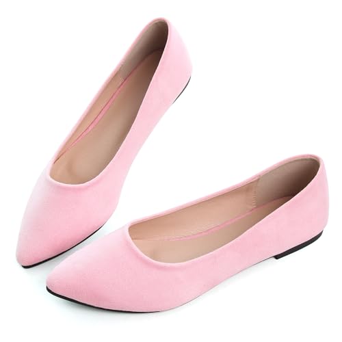 Image of Dear Time Women's Pointed Toe Ballet Flats Simple Casual Office Work Flats Slip-on Comfortable Shoes