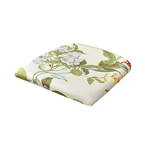 Fansu Funda de Asiento de Silla Comedor, Patrón Flores Fundas para Asiento de Silla 1 2 4 6 Piezas Fundas para Sillas sin Respaldo Funda para Asiento Silla Cocina (Hojas Verdes,6 Piezas)