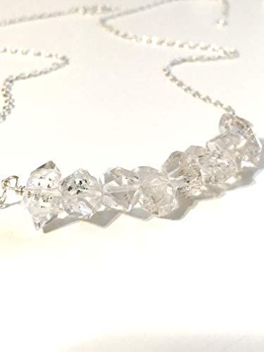 Raw Herkimer Diamond Necklace, Bohemian Herkimer Diamond Necklace, 18 Inch Sterling Silver, Raw Crystal April Birthstone Necklace, Handmade Necklace For Women, April Birthstone, Diamond Necklace Bar #TOP7