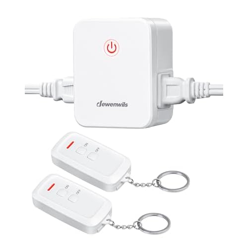 DEWENWILS 2 Side Outlets Remote Control Outlet with 2 Remotes, No Interference Wireless Remote Outlet Light Switch with 2 Outlets, 15A/1875W, 100ft RF Range, Programmable 2 Remote + 1 Outlet