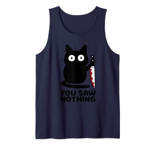 You Saw Nothing Funny Black Cat Horror Pun Canotta