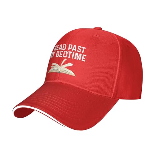 Ositerpz I Read Pasts My Bedtime Hat for Men Baseball Caps Funny Hats Red