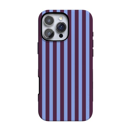 Casely iPhone 16 Pro Max Case | Perfect Stripes | Purple & Blue Stripes | Bold Protective Design | Compatible with MagSafe