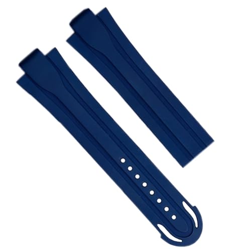 Bracelet montre caoutchouc bleu type Oris avec cornes spécifiques sans boucle