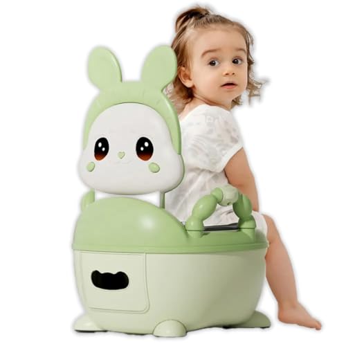Sobebear 21.5CM Potty Training Seat for Toddlers, Rabbit-Shaped Toilet with Lid, Soft Padded Cushion, Removable Pot and Armrests, Non-Slip Potty Chair for Boys and Girls Ages 1–5 (Green)