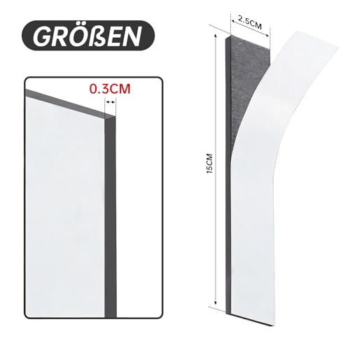 FRETONBA Magnetstreifen Selbstklebend Stark, 3mm Zuschneidbares Magnetblech, 8 Stück Magnetklebeband, Magnete zum Kleben Stark Haftende Rückseite, Magnetband für Fliegengitter, Klebemagnete