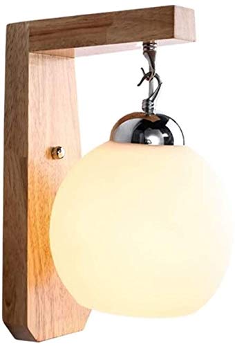 Bougie Appliques Murales Bois massif avec mur de verre classique classique rond moderne simplicité lampe murale E27 Edison chambre à coucher Sconce de chevet lampe salon chambre salon escalier Cover