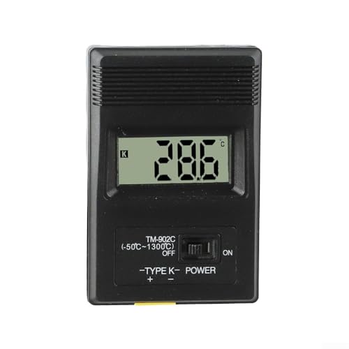 Digital K-Type Thermometer with LCD Display and 30cm Thermocouple Probe TM-902C Model Measures -50°C to 1300°C for Industrial Temperature Testing in Liquids Gases and Semi-Solid Materials