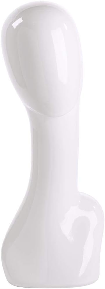 SSWBasics Premium Glossy White Plastic Mannequin Head for Wig Display | 18 1/2H Wig Head Mannequin | Female Fashion Professionals & Retailers