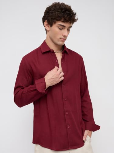 Image of VASTRADO Elegant Maroon Everyday Shirt