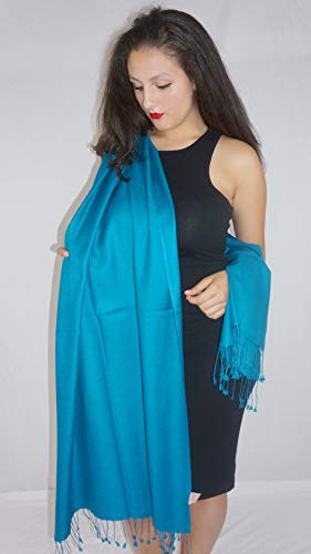 Solid Pashmina Shawl, Scarf, Wrap & Stole (Large size) Teal Green4