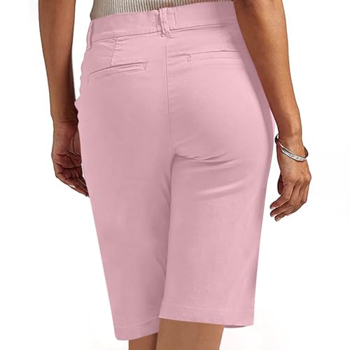 Womens Bermuda Shorts Knee Length Cargo Shorts Ladies Straight Leg Short Chinos Solid Plain Classic Fit Summer Trousers for Casual Work Office - Image 8