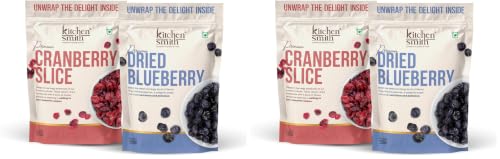 Image of KitchenSmith Premium Cranberry & Dried Blueberry Pack of 4 (250gm Each) | A Perfectly Balanced, Healthy Snack With Sweet, Tangy Flavor & Nutritious Benefits