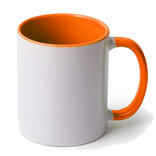 Sublimet Sublimation Solutions Tazas de cerámica con Interior y asa de Color Calidad (A) | Ideales para ser Impresas Mediante la sublimación | Material de Calidad (A) | Color Naranja