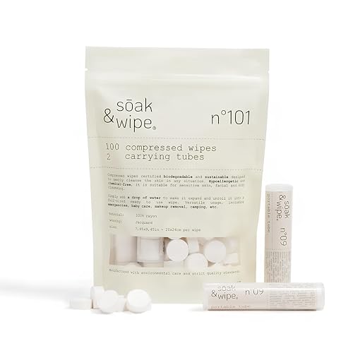 100 Compressed Wipes Magic Tablet - Travel and Hiking Compressed Towels - Reusable and Biodegradable Body and Face Towel