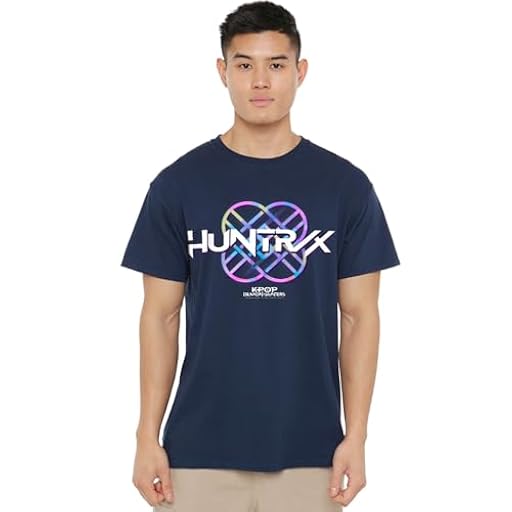 K-Pop Demon Hunters Huntrix Huntr/X Pastel Logo T Shirt, Black Camiseta, Azul Marino, XXL Unisex Adulto | Ya disponible en tu tienda friki favorita! En mundofriki.es!