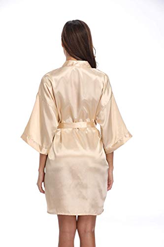 Image of Women's Pure Short Silky Robes Bridesmaid Bride Party Satin Robes Sleepwear