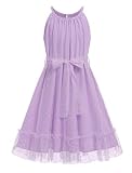 Odizli Kleid Mädchen Kinder Sommerkleid Sommer Ärmellos Tüll Schweizer Punkt Rüschen A Linie Tüllkleider Festliches Hochzeit Einschulung Geburtstag Einschulungskleid Mädchenkleider Lila 9 10 Jahre