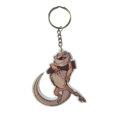 Happy Bearded Dragon Keychain | Fun Reptile Lizard Pet Owner