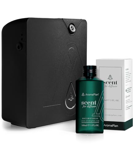AromaPlan Bundle: Black Smart Scent Air Machine + Hotel Scents Baccarat Rouge (5 Fl Oz) - USA Made, Aroma & Longer Lasting