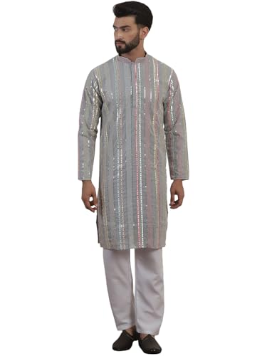 Sojanya Luxe (Since 1958) Men'S Georgette Sequinned Mirror Embroidered Kurta With Pyjama