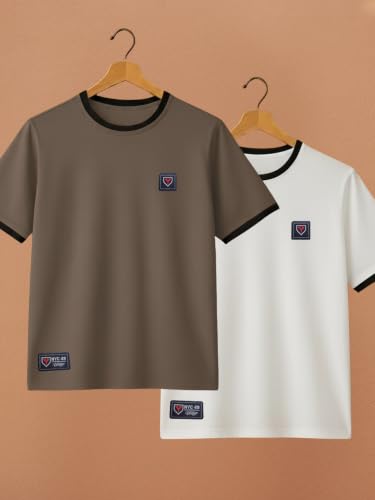 Image of YAZOLE Men's Round Neck Solid T Shirt | Regular Fit Lycra Blend Half Sleeve Tee | Casual Gym Running Walking Sports Office Travel | Stretch Fabric | Comfortable for Everyday use | (S to XXL)
