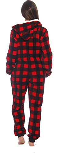 Just Love Adult Onesie/Pajamas,Medium,Red Buffalo Plaid #TOP2