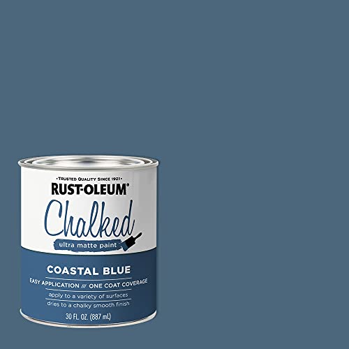 Image of Rust-Oleum Coastal Blue Chalked All-in-One Ultra Matte Paint | One Coat Coverage | No Primer, Sanding, Or Topcoat Needed | Easy Clean Up | Made in USA | 30 OZ | 2 Pack