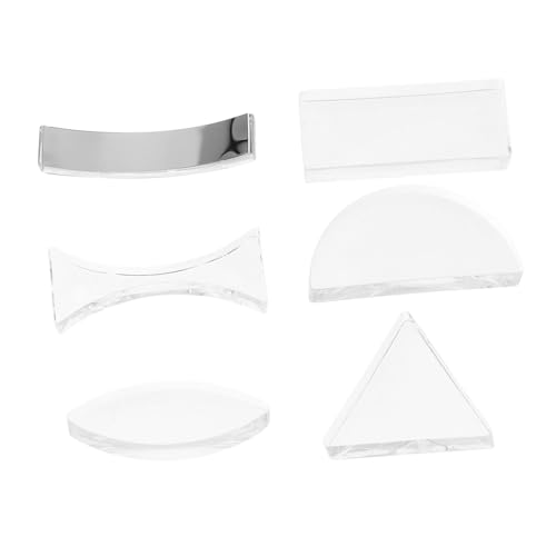 Homoyoyo 6-Piece Acrylic Optical Lens Set Convex Concave Lenses Prisms for Physics