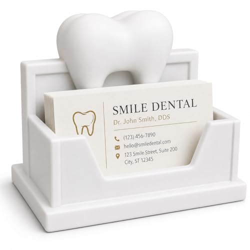 Jamara Co. Dentist Business Card Holder – Tooth Business Card Holder for Dental Office Reception Desk, Professional Card Display, Gift for Dentist
