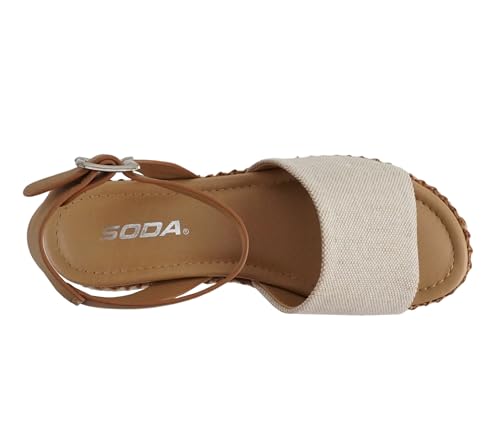 Image of Soda Topic Open Toe Buckle Ankle Strap Espadrilles Flatform Wedge Casual Sandal