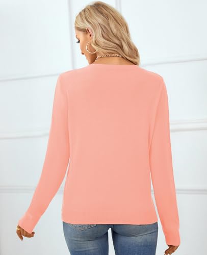 QUALFORT Women's Sweater 100% Cotton Long Sleeve Pullover Sweater Soft Lightweight Knit Tops 2026