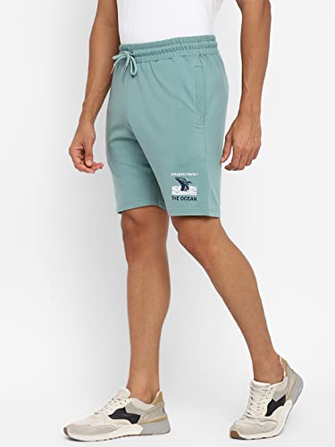 Image of Alan Jones Clothing Men's Casual Bermuda Shorts | French Terry | Placement Print | Regular Fit | Side Pockets | Drawstring Waist | Lounge & Summer Wear