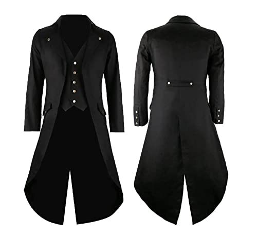GOLDSTITCH Mens Black Vintage Tailcoat Jacket Fancy Cool Cosplay Costume Robe