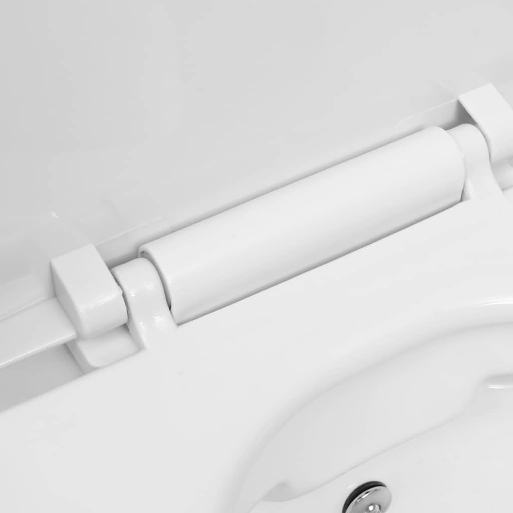 WC mural sans bord de chasse d'eau avec fonction bidet en céramique - Blanc - Système d'abaissement automatique - Fixation dissimulée