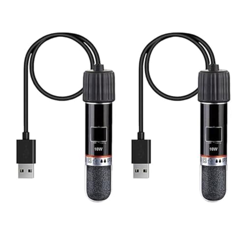 GERUI 2PCS Riscaldatore USB per Acquario 10 W Mini Riscaldatore per Acquario con Termostato, Termostato Riscaldatore Acquario per Tartarughe per Piccoli Acquari per Acqua Salata e Acqua Dolce