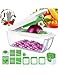 uvistare Onion Chopper, Vegetable Chopper Dicer Cutter, All-IN-1 Mandoline Slicer Grater with Cut Resistant Glove & Brush for Eggplant, Cucumber, Zucchini, Cheese, Carrot (Green)
