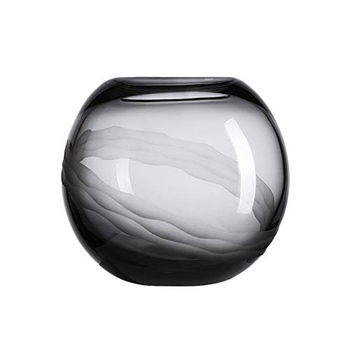 Vase en verre transparent gris de 12.2 pouces stable pour salon et table