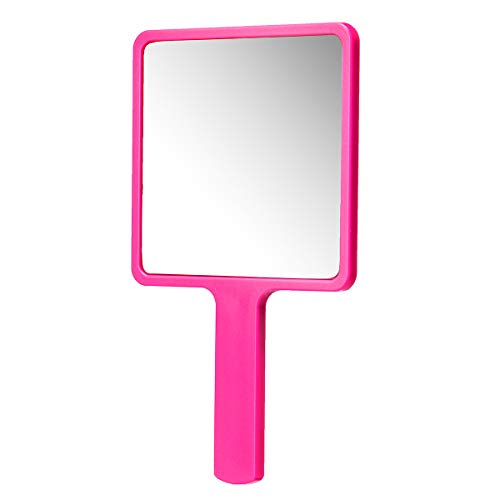 Rectangle Handheld Mirror Hand Mirror Travel Handheld Mirror Cosmetic Mirror With Handle 2Pcs (Rose Red, 2) #TOP3